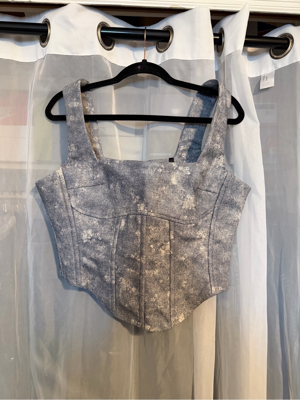 Manière De Voir : Leather Denim Effect Corset Top